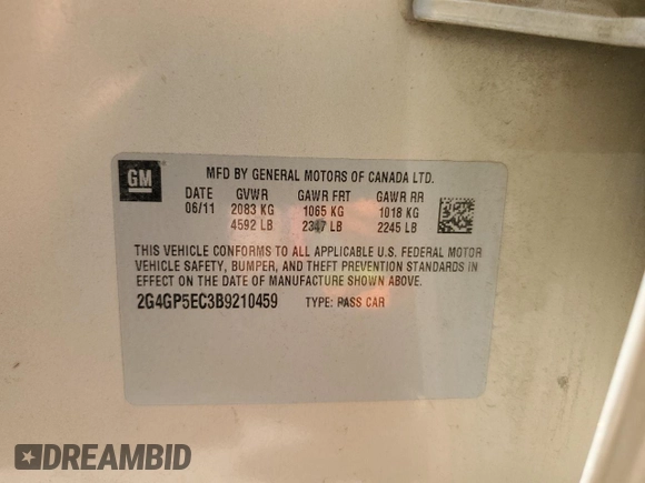 2011 Buick Regal CXL RL2 с VIN 2G4GP5EC3B9210459, выставлен на аукционе Copart как лот 62336654 с пробегом 126 767 миль миль и Списание • Salvage title. История ставок и продаж доступна на DreamBid. Изображение 12.