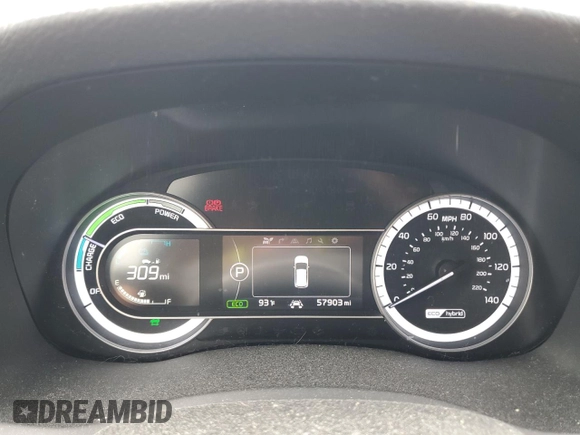 2019 Kia Niro Touring with VIN KNDCE3LCXK5345712, listed as a Copart auction lot 61921284 with 57,903 mi miles and Salvage Title. Bid and sale history available at carsss.com. Image 9.