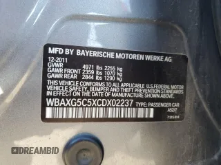 2012 BMW 5 Series 528i z VIN WBAXG5C5XCDX02237, wystawiony jako Copart lot #47799275 z przebiegiem 116 257 mil mil oraz Szkoda całkowita • Salvage title. Historia ofert i sprzedaży dostępna na DreamBid. Obrazek 15.