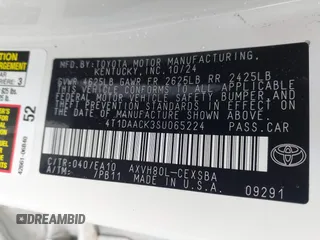 2025 Toyota Camry LE z VIN 4T1DAACK3SU065224, wystawiony jako IAAI lot #42341546 z przebiegiem 3 186 mil mil oraz . Historia ofert i sprzedaży dostępna na DreamBid. Obrazek 9.