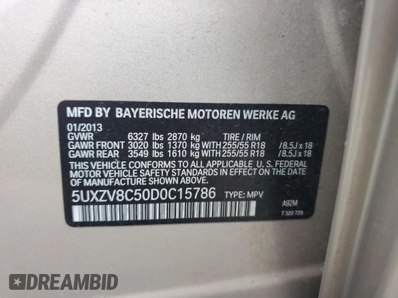 2013 BMW X5 xDrive50i z VIN 5UXZV8C50D0C15786, wystawiony jako Copart lot #45187975 z przebiegiem 132 344 mil mil oraz Czysty tytuł • Clean title. Historia ofert i sprzedaży dostępna na DreamBid. Obrazek 13.