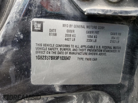 2009 Saturn Aura XE with VIN 1G8ZS57BX9F103047, listed as a Copart auction lot 50535585 with 194,895 mi miles and Salvage Title. Bid and sale history available at DreamBid. Image 12.