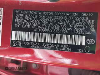 2020 Toyota Prius LE z VIN JTDKARFP2L3134798, wystawiony jako IAAI lot #42191289 z przebiegiem 78 540 mil mil oraz . Historia ofert i sprzedaży dostępna na DreamBid. Obrazek 9.