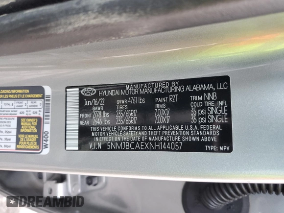 2022 Hyundai Tucson SEL with VIN 5NMJBCAEXNH144057, listed as a Copart auction lot 86635124 with 18,133 mi miles and Salvage Title. Bid and sale history available at carsss.com. Image 15.