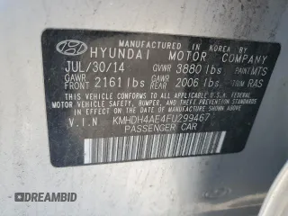 2015 Hyundai Elantra SE с VIN KMHDH4AE4FU299467, выставлен на аукционе Copart как лот 59091455 с пробегом 79 619 миль миль и Списание • Salvage title. История ставок и продаж доступна на DreamBid. Изображение 13.