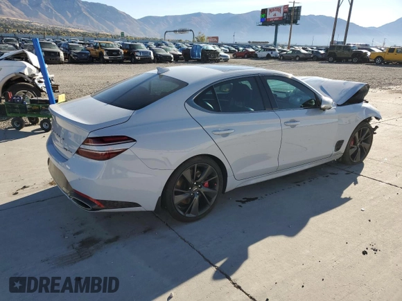 2022 Genesis G70 3.3T with VIN KMTG54TE0NU084403, listed as a Copart auction lot 79113114 with 19,173 mi miles and Salvage Title. Bid and sale history available at DreamBid. Image 3.