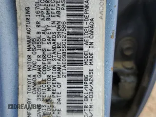 1995 Toyota Corolla DX with VIN 2T1AE09B5SC127586, listed as a Copart auction lot 57075045 with 244,969 mi miles and Salvage title. Bid and sale history available at DreamBid. Image 12.