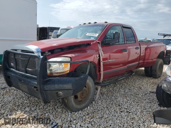 2006 Dodge 3500 SLT z VIN 3D7MX48C46G119473, wystawiony jako Copart lot #55405625 z przebiegiem 341 093 mil mil oraz Szkoda całkowita • Salvage title. Historia ofert i sprzedaży dostępna na DreamBid. Obrazek 1.