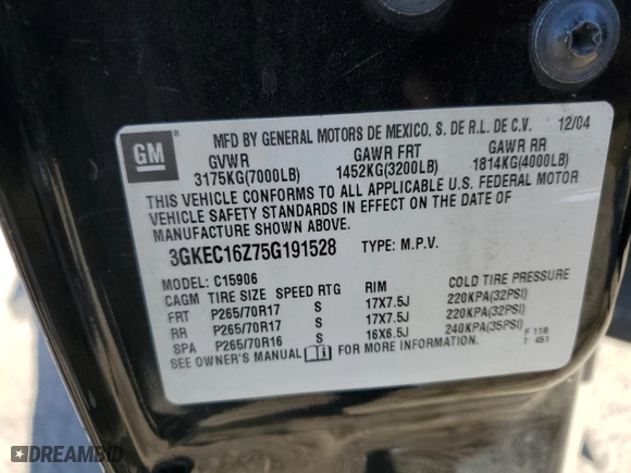 2005 GMC Yukon XL SLE with VIN 3GKEC16Z75G191528, listed as a Copart auction lot 83827204 with 204,537 mi miles and Salvage Title. Bid and sale history available at carsss.com. Image 13.