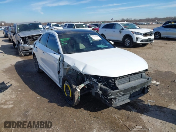 2022 Audi A3 Premium Plus with VIN WAUBUDGY4NA098920, listed as a IAAI auction lot 41331258 with 37,780 mi miles. Bid and sale history available at carsss.com. Image 1.