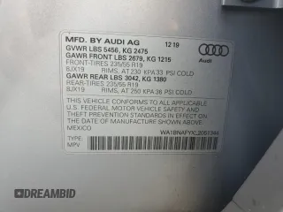 2020 Audi Q5 Premium Plus with VIN WA1BNAFYXL2051344, listed as a Copart auction lot 70340064 with 60,985 mi miles and Salvage Title. Bid and sale history available at carsss.com. Image 14.
