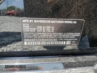 2019 BMW 3 Series 330i with VIN WBA5R1C54KAK08286, listed as a Copart auction lot 53273305 with Not provided miles and Non repairable. Bid and sale history available at DreamBid. Image 13.