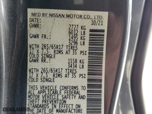 2022 Nissan Frontier S with VIN 1N6ED1CMXNN625169, listed as a Copart auction lot 80952704 with 47,006 mi miles and Salvage Title. Bid and sale history available at carsss.com. Image 12.