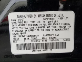 2008 Infiniti G35 with VIN JNKBV61E28M201120, listed as a Copart auction lot 84433804 with Not Provided miles and Salvage Title. Bid and sale history available at DreamBid. Image 12.