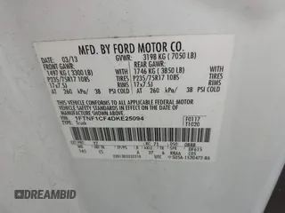 2013 Ford F-150 XL with VIN 1FTNF1CF4DKE25094, listed as a IAAI auction lot 42744643 with 232,872 mi miles and . Bid and sale history available at DreamBid. Image 9.