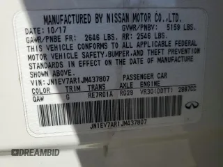 2018 Infiniti Q50 3.0t LUXE with VIN JN1EV7AR1JM437807, listed as a Copart auction lot 52291915 with 69,280 mi miles and Salvage Title. Bid and sale history available at carsss.com. Image 12.