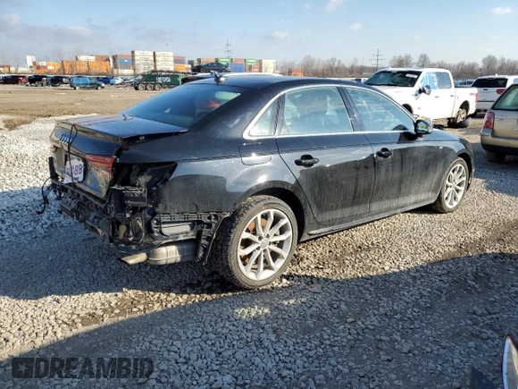 2019 Audi A4 Premium Plus with VIN WAUENAF42KA073971, listed as a Copart auction lot 89149745 with 53,863 mi miles and Salvage Title. Bid and sale history available at carsss.com. Image 3.