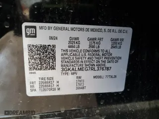 2024 GMC Terrain SLE with VIN 3GKALMEG7RL376787, listed as a Copart auction lot 50905135 with 14,747 mi miles and Clean Title. Bid and sale history available at carsss.com. Image 13.