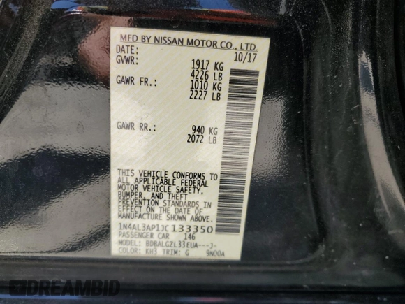 2018 Nissan Altima 2.5 S with VIN 1N4AL3AP1JC133350, listed as a Copart auction lot 53351015 with 158,762 mi miles and Salvage Title. Bid and sale history available at carsss.com. Image 13.