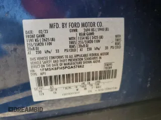 2023 Ford Explorer Limited with VIN 1FMSK8FH5PGA57662, listed as a Copart auction lot 45501215 with 58,271 mi miles and Salvage Title. Bid and sale history available at carsss.com. Image 16.
