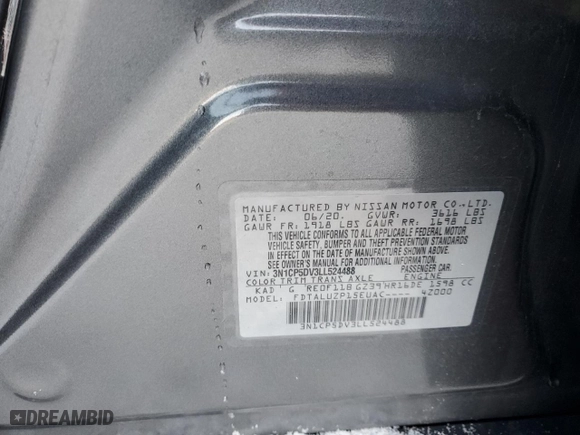 2020 Nissan Kicks SR with VIN 3N1CP5DV3LL524488, listed as a Copart auction lot 42415305 with 0 mi miles and Salvage Title. Bid and sale history available at carsss.com. Image 12.