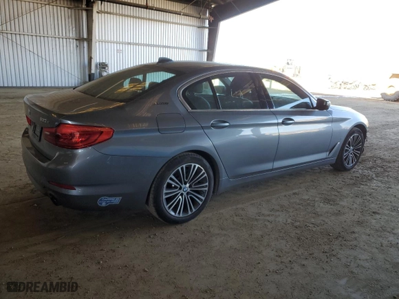 2019 BMW 5 Series 530e iPerformance with VIN WBAJA9C57KB393593, listed as a Copart auction lot 42133955 with 53,771 mi miles and Salvage Title. Bid and sale history available at carsss.com. Image 3.