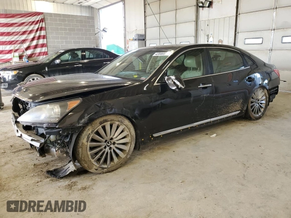 2014 Hyundai Equus Ultimate with VIN KMHGH4JH2EU077404, listed as a Copart auction lot 43586975 with Not provided miles and Salvage title. Bid and sale history available at DreamBid. Image 1.