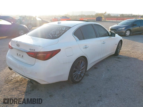 2018 Infiniti Q50 Red Sport 400 with VIN JN1FV7AP3JM461528, listed as a IAAI auction lot 41152839 with 91,500 mi miles and . Bid and sale history available at DreamBid. Image 4.