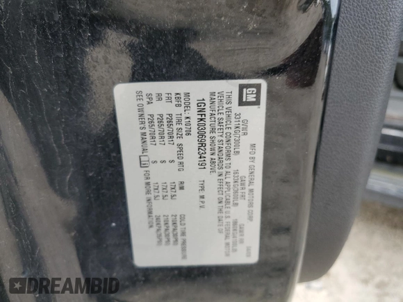 2009 Chevrolet Tahoe Special Service z VIN 1GNFK03069R234191, wystawiony jako Copart lot #56133205 z przebiegiem 162 916 mil mil oraz Czysty tytuł • Clean title. Historia ofert i sprzedaży dostępna na DreamBid. Obrazek 13.