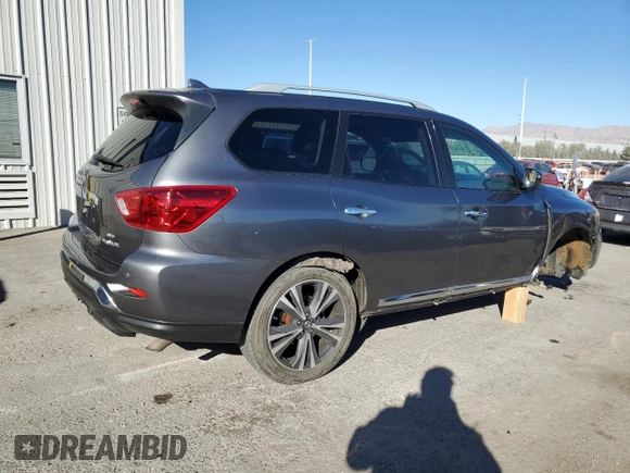 2020 Nissan Pathfinder Platinum with VIN 5N1DR2DMXLC603150, listed as a Copart auction lot 80942914 with 77,848 mi miles and Salvage Title. Bid and sale history available at carsss.com. Image 3.