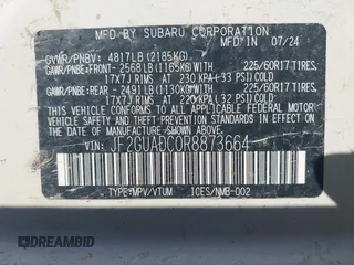 2024 Subaru Crosstrek Premium z VIN JF2GUADC0R8873664, wystawiony jako IAAI lot #42395857 z przebiegiem 11 924 mil mil oraz . Historia ofert i sprzedaży dostępna na DreamBid. Obrazek 9.