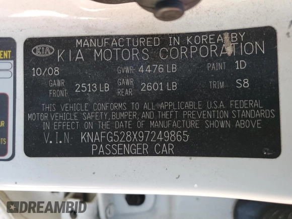 2009 Kia Rondo LX Base with VIN KNAFG528X97249865, listed as a Copart auction lot 77695784 with 149,723 mi miles and Clean Title. Bid and sale history available at carsss.com. Image 12.