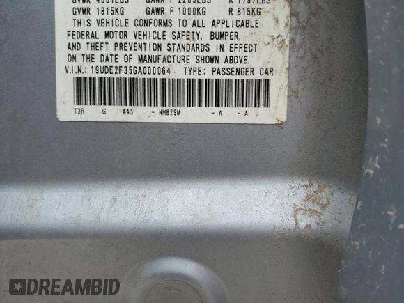 2016 Acura ILX with VIN 19UDE2F35GA000064, listed as a Copart auction lot 60633785 with 123,681 mi miles and Salvage title. Bid and sale history available at DreamBid. Image 12.