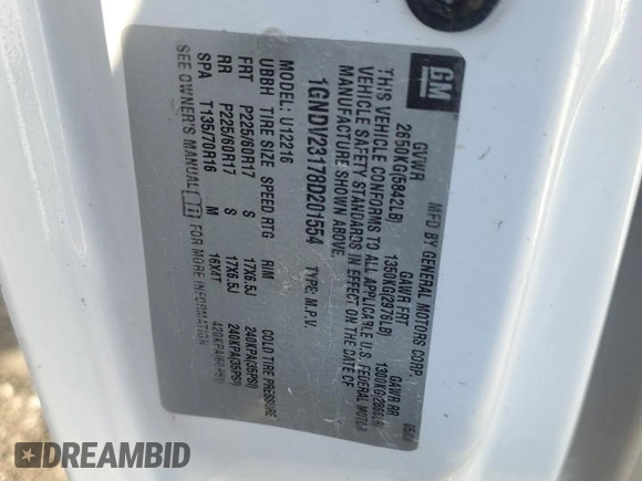 2008 Chevrolet Uplander LS with VIN 1GNDV23178D201554, listed as a Copart auction lot 77306624 with 0 mi miles and Salvage Title. Bid and sale history available at carsss.com. Image 13.
