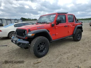 2024 Jeep Wrangler Sport S with VIN 1C4RJXN62RW204206, listed as a Copart auction lot 53695195 with 12,820 mi miles and Salvage title. Bid and sale history available at DreamBid. Image 1.