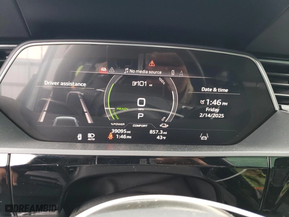 2021 Audi e-tron Sportback Prestige with VIN WA13ABGE6MB037548, listed as a Copart auction lot 45375615 with 39,095 mi miles and Salvage Title. Bid and sale history available at carsss.com. Image 9.