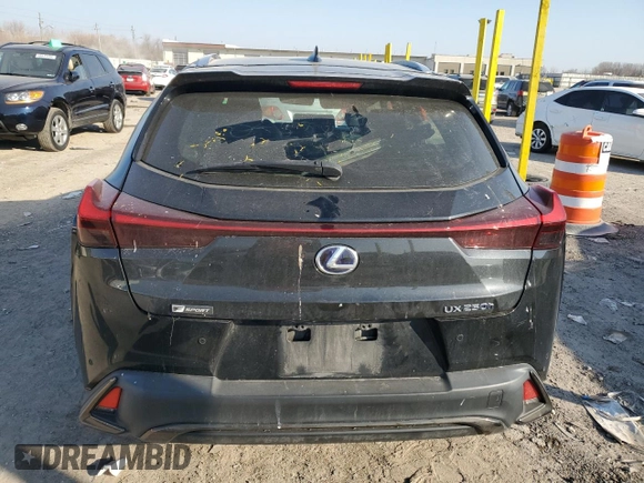 2021 Lexus UX with VIN JTHR9JBH4M2053802, listed as a Copart auction lot 48591765 with 46,150 mi miles and Salvage Title. Bid and sale history available at carsss.com. Image 6.