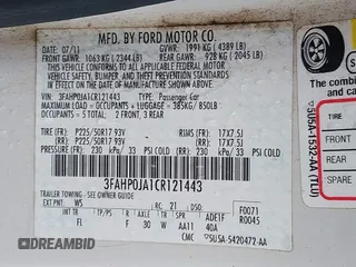 2012 Ford Fusion SEL with VIN 3FAHP0JA1CR121443, listed as a IAAI auction lot 41574648 with 159,393 mi miles. Bid and sale history available at carsss.com. Image 9.