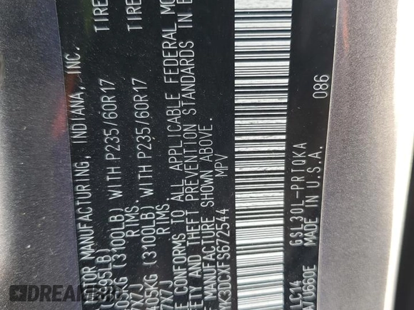 2015 Toyota Sienna XLE with VIN 5TDYK3DCXFS672544, listed as a Copart auction lot 52135735 with 181,780 mi miles and Salvage Title. Bid and sale history available at carsss.com. Image 13.