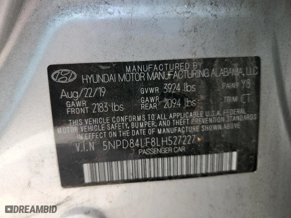 2020 Hyundai Elantra Value Edition with VIN 5NPD84LF8LH527227, listed as a Copart auction lot 45335055 with 81,400 mi miles and Salvage Title. Bid and sale history available at carsss.com. Image 14.
