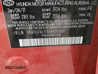 2017 Hyundai Elantra SE z VIN 5NPD74LF8HH176491, wystawiony jako Copart lot #54409405 z przebiegiem 170 949 mil mil oraz Szkoda całkowita • Salvage title. Historia ofert i sprzedaży dostępna na DreamBid. Obrazek 12.