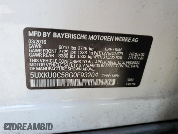 2016 BMW X6 sDrive35i with VIN 5UXKU0C58G0F93204, listed as a Copart auction lot 73562584 with 137,462 mi miles and Salvage Title. Bid and sale history available at carsss.com. Image 13.