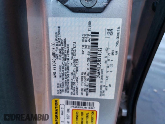 2018 Ford Fusion Hybrid SE with VIN 3FA6P0LU5JR111042, listed as a Copart auction lot 47843343 with 90,903 mi miles. Bid and sale history available at carsss.com. Image 12.