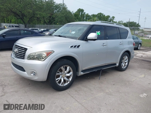 2011 Infiniti QX56 7-passenger with VIN JN8AZ2NF8B9501238, listed as a IAAI auction lot 42430925 with 188,605 mi miles and . Bid and sale history available at DreamBid. Image 2.