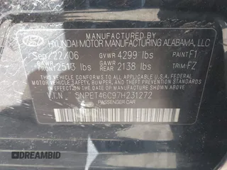 2007 Hyundai Sonata GLS with VIN 5NPET46C97H231272, listed as a IAAI auction lot 42024099 with 172,669 mi miles and . Bid and sale history available at DreamBid. Image 9.