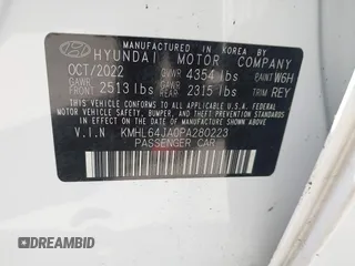 2023 Hyundai Sonata SEL z VIN KMHL64JA0PA280223, wystawiony jako IAAI lot #41996995 z przebiegiem 10 620 mil mil oraz . Historia ofert i sprzedaży dostępna na DreamBid. Obrazek 9.