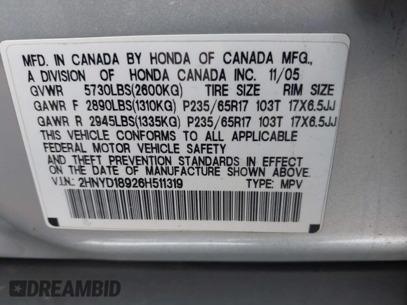 2006 Acura MDX Touring RES w/Navi with VIN 2HNYD18926H511319, listed as a IAAI auction lot 41802256 with 216,637 mi miles. Bid and sale history available at carsss.com. Image 9.