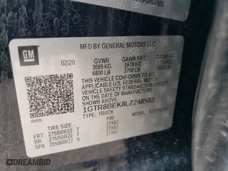 2020 GMC Sierra 1500 SLE with VIN 1GTR8BEK8LZ248583, listed as a Copart auction lot 70676584 with 71,511 mi miles and Salvage Title. Bid and sale history available at carsss.com. Image 14.