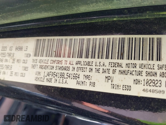 2008 Jeep Wrangler Sahara with VIN 1J4FA54188L541664, listed as a IAAI auction lot 39784204 with 145,145 mi miles and . Bid and sale history available at DreamBid. Image 9.