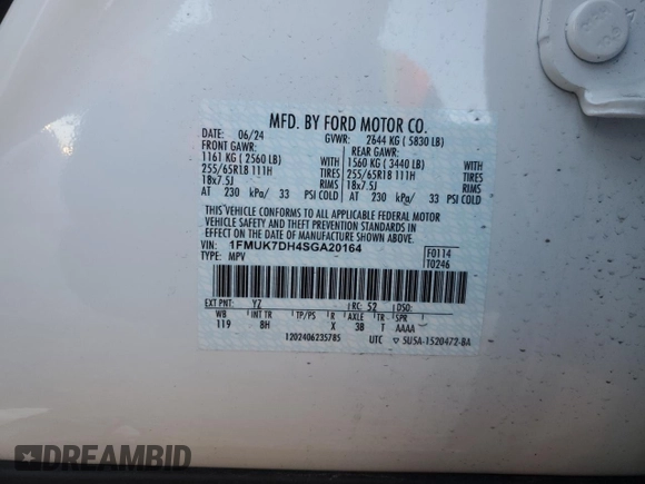 2025 Ford Explorer Active with VIN 1FMUK7DH4SGA20164, listed as a Copart auction lot 87742815 with 2,577 mi miles and Salvage Title. Bid and sale history available at carsss.com. Image 13.